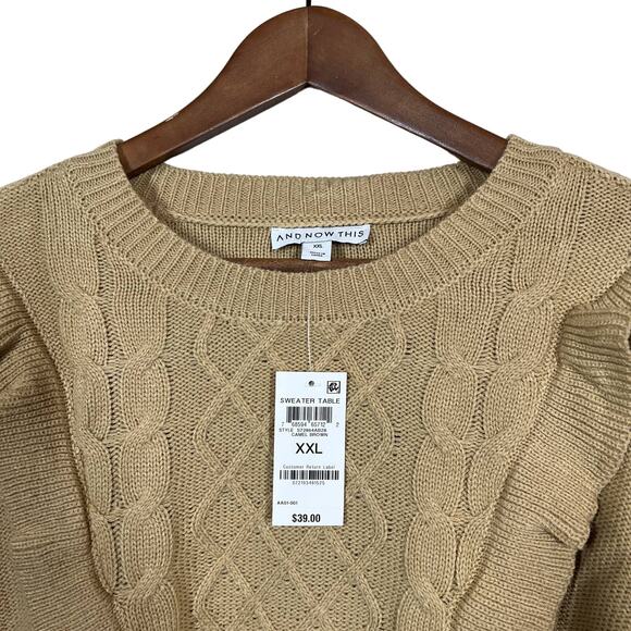 NEW! And Now This Table Sweater Camel Brown Long Sleeve - XXL - Picture 3 of 5